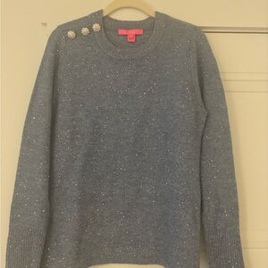 Lilly Pulitzer Blue Sweater with Embellished Shoulder